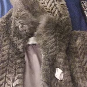 Beautiful faux chinchilla coat w/ hood